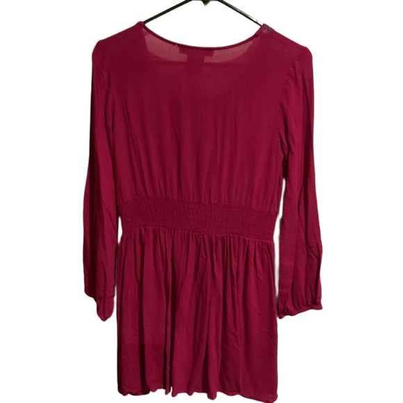 Flying Tomato Embroidered Dress Long Sleeve Burgundy - Picture 2 of 9